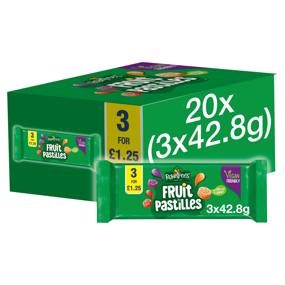 312724_b.jpg Rowntree's Fruit Pastilles Vegan Friendly Sweets Multipack 3 Pack 42.8g - Image 1