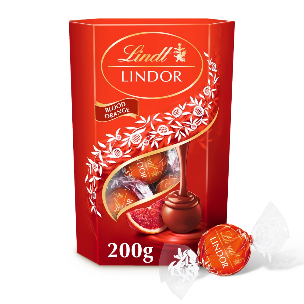 Lindt Lindor Blood Orange Milk Chocolate Truffles Box 200g - Image 1
