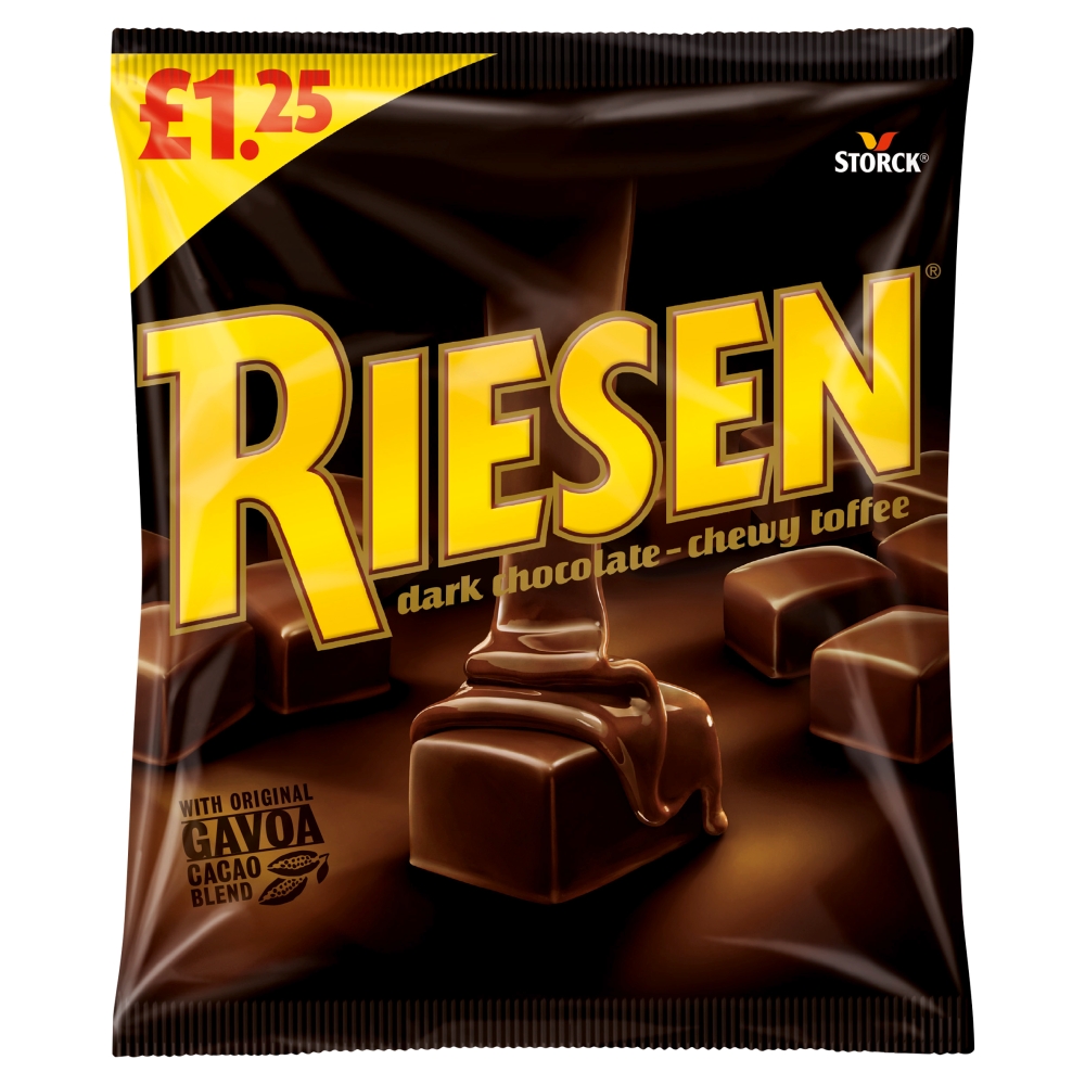313952_a.jpg Riesen Dark Chocolate Chewy Toffee Bag 110g - Image 1