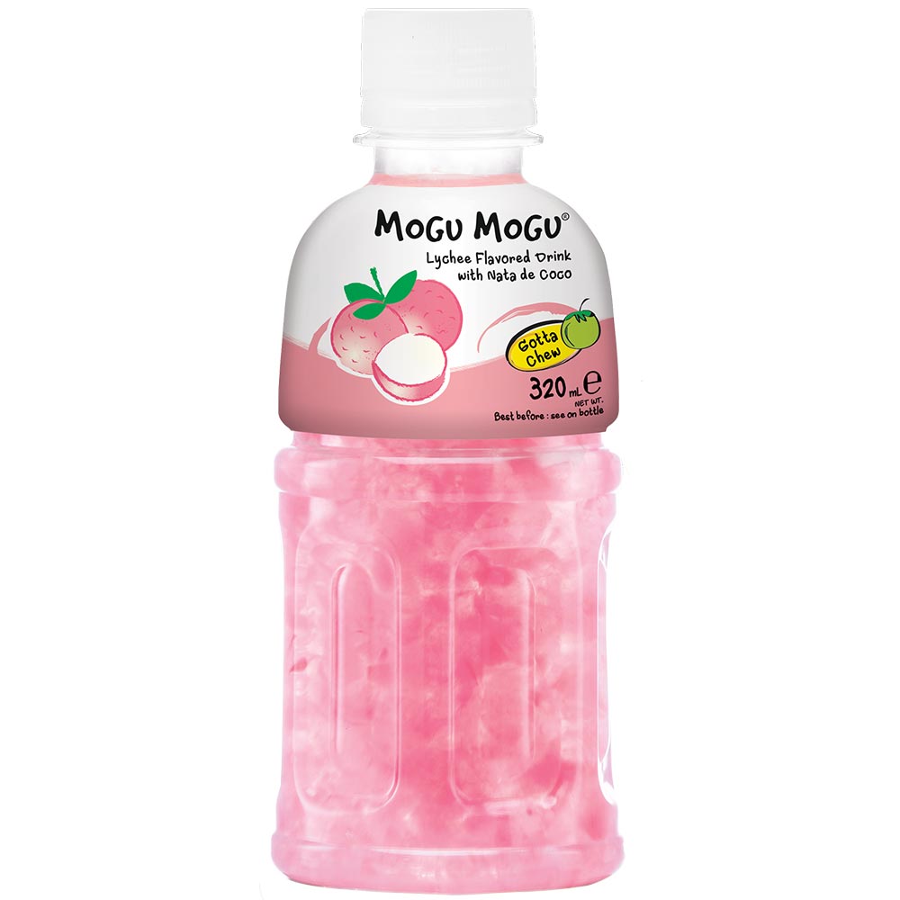 314026_a.jpg Mogu Mogu Lychee Flavoured Drink with Nata de Coco Bottle 320ml - Image 1