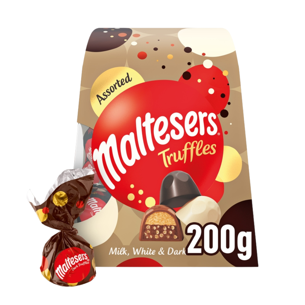 314181_a_23.png Maltesers Assorted Truffles White, Dark and Milk Chocolate Gift Box of Chocolates 200g - Image 1
