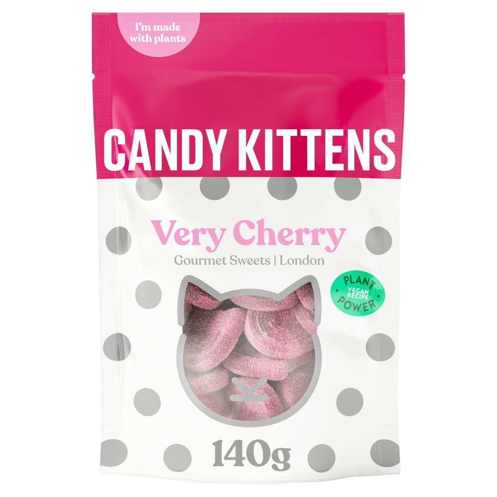 314274_candy_kittens_very_cherry_pouch.jpg Candy Kittens Very Cherry Gourmet Sweets 140g - Image 1