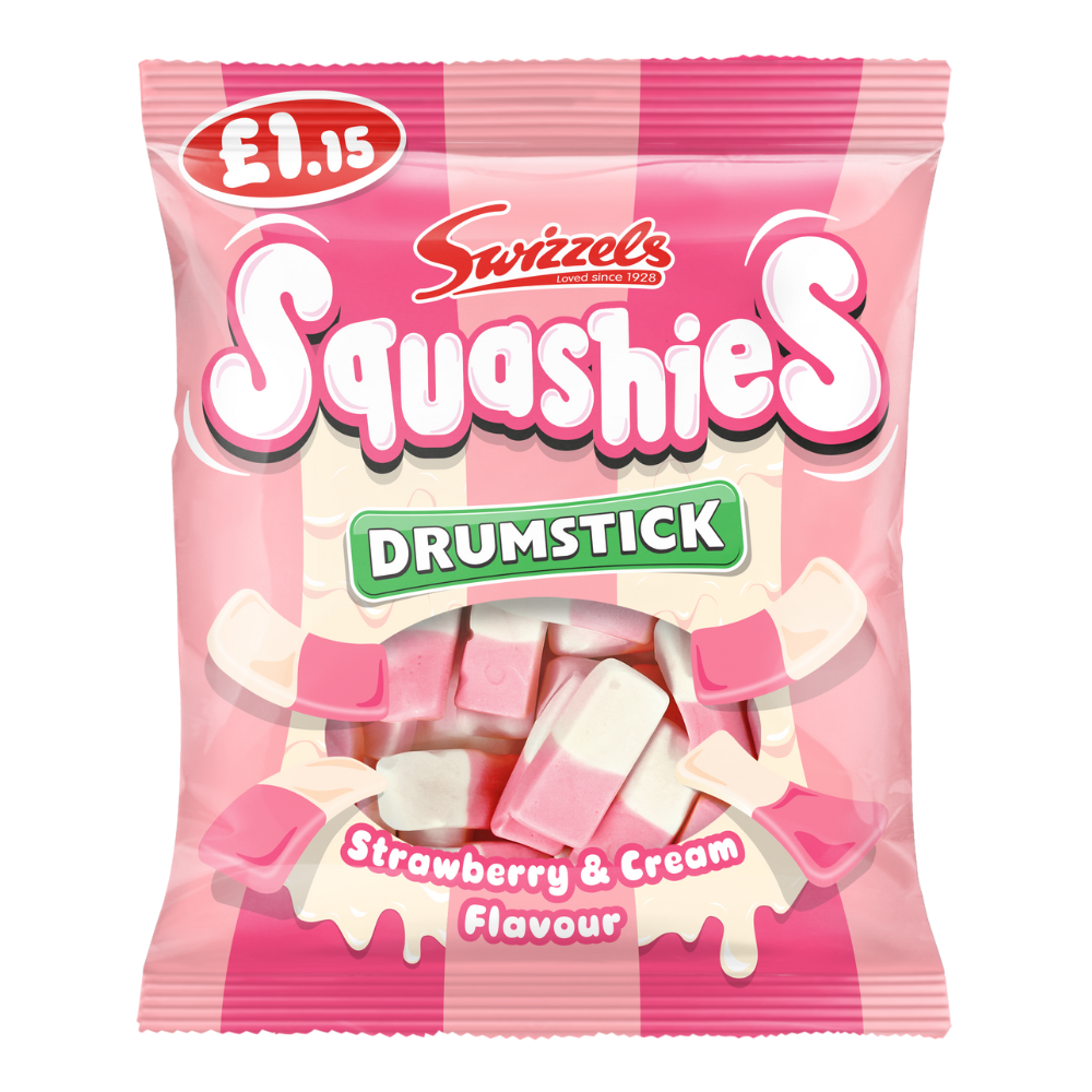 315507_a.png Swizzels Squashies Drumstick Strawberry & Cream Flavour Bag 120g - Image 1