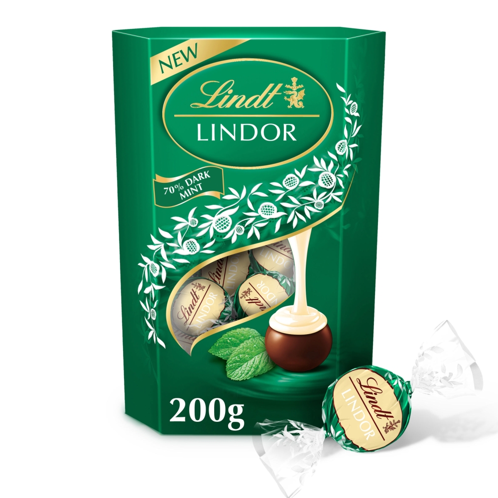 316109_lindt_lindor_dark_mint_cornet_a1_.jpg Lindt Lindor Dark Mint Chocolate Truffles Box 200g - Image 1