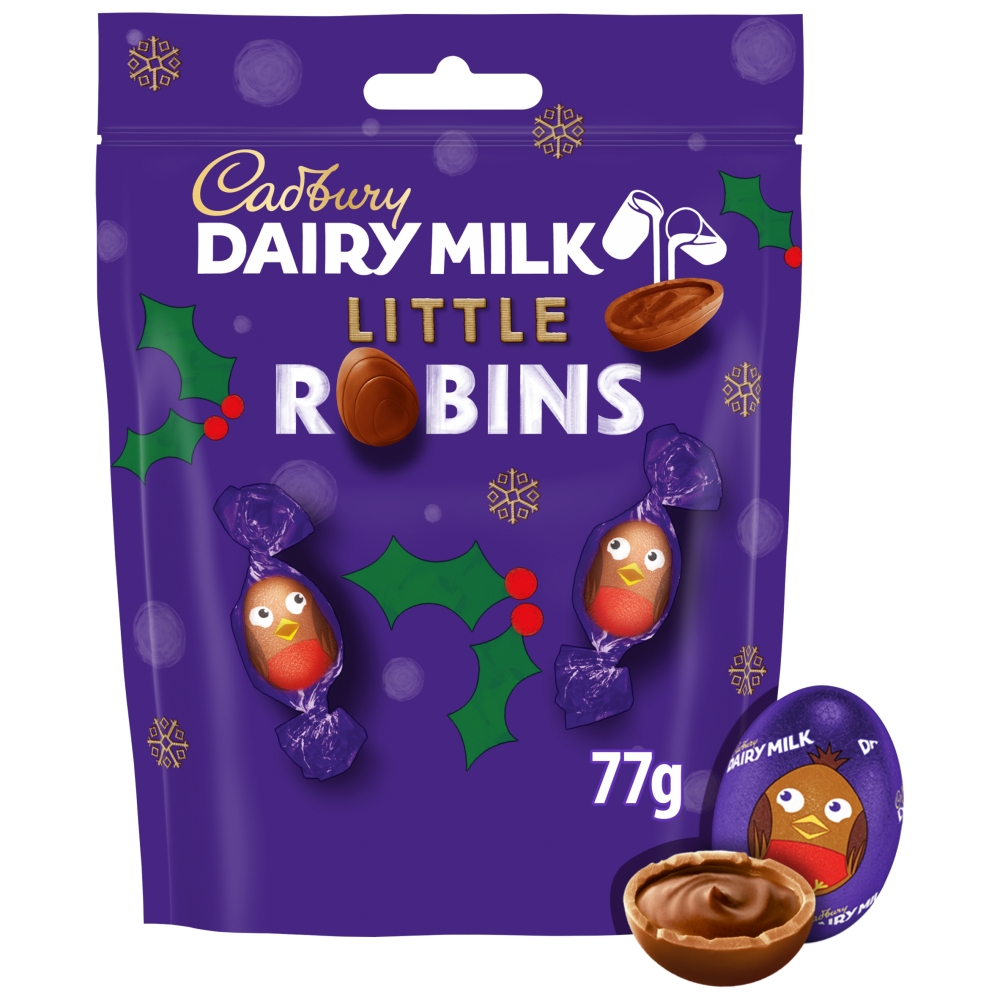 316198_1.jpg Cadbury Dairy Milk Christmas Little Robins Chocolate Bag 77g - Image 1