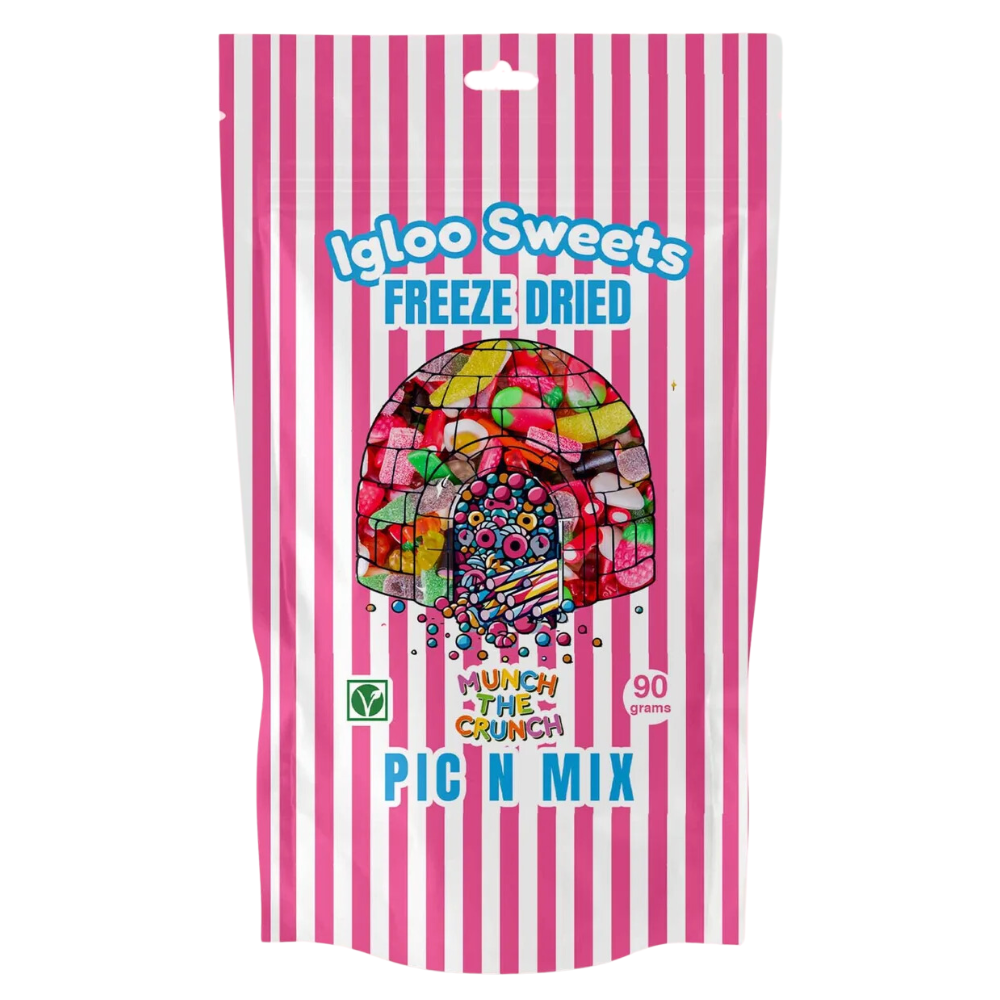 316703_a.png Igloo Pink Pic n Mix Freeze Dried Sweets Pouch 90g - Image 1