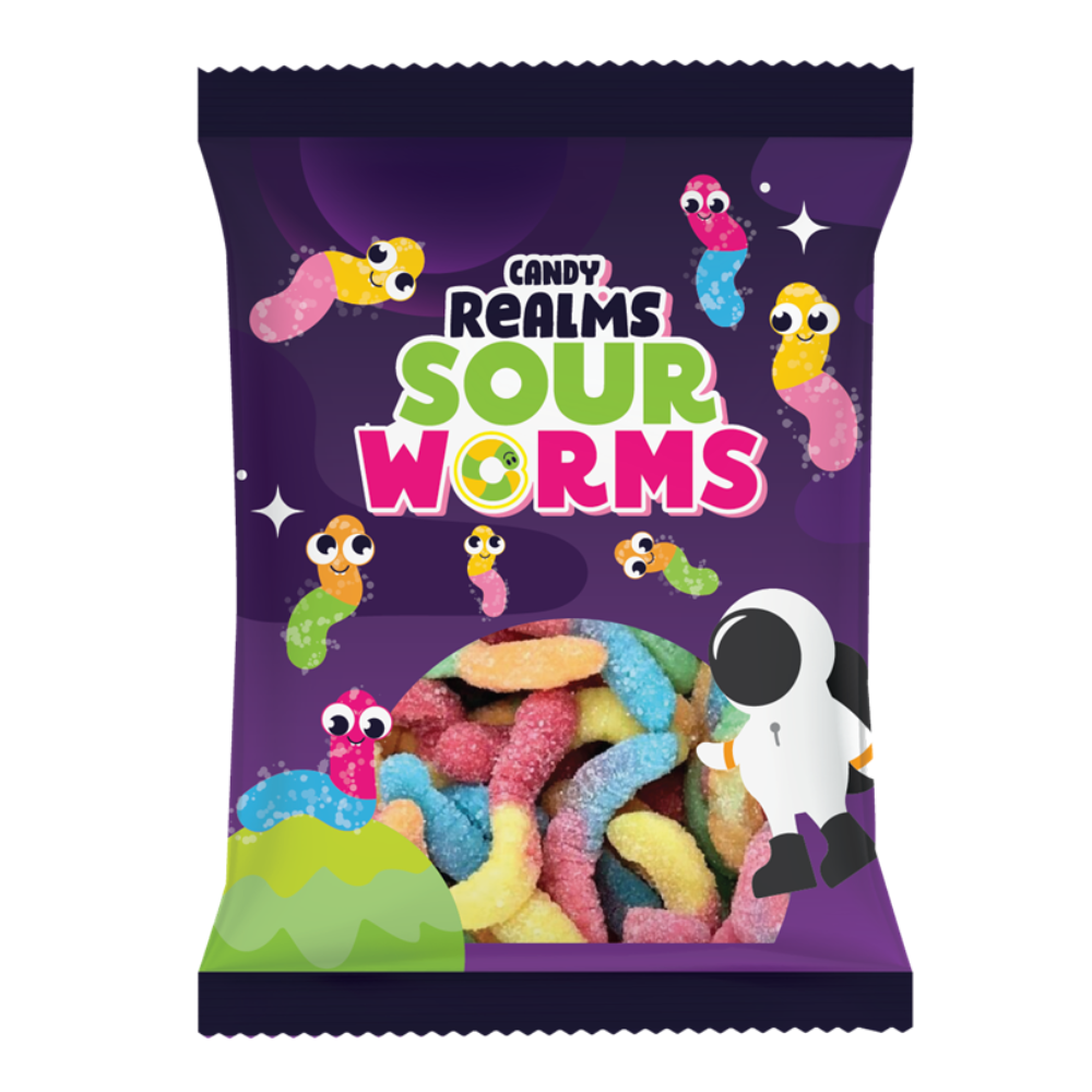 316972candy_realms_sour_worms.png Candy Realms Sour Worms Bag 170g - Image 1