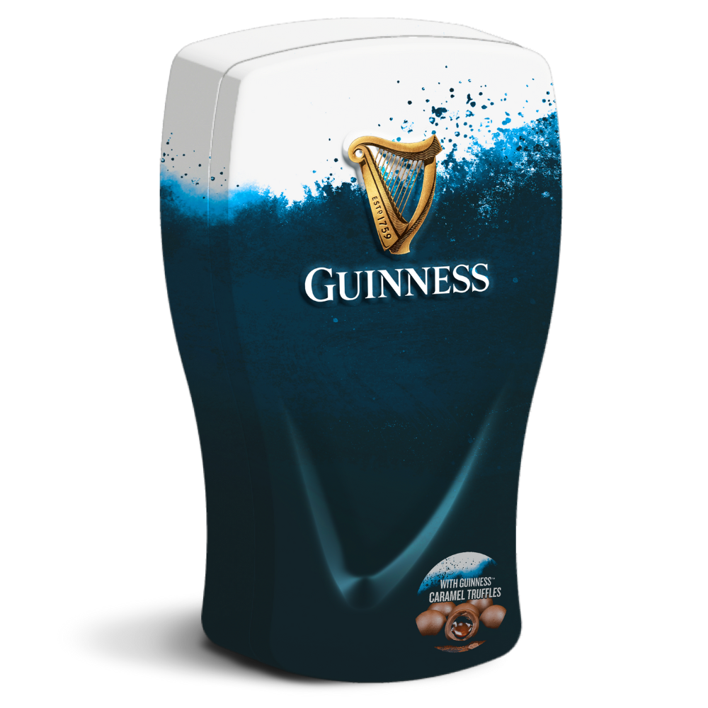 317140_guinness_tin_pint_glass.png Guinness Pint Glass Tin with Guinness Caramel Truffles 210g - Image 1