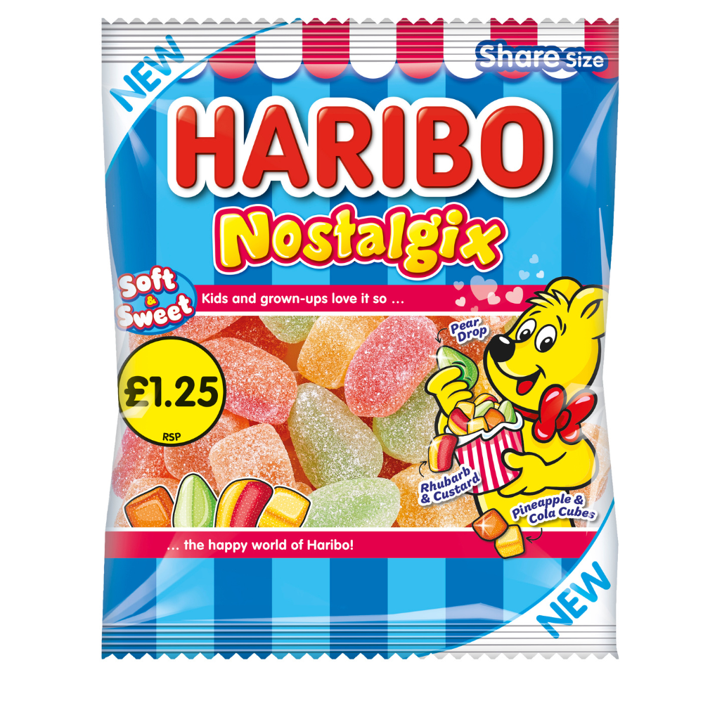 317609haribo_nostalgix_1.25_pmp_a_.png Haribo Nostalgix Sugar Coated Fruit & Cola Flavour Jelly Sweets 140g - Image 1