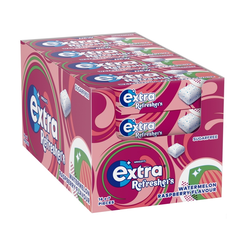 Extra Refreshers Watermelon Raspberry Chewing Gum 7 Pieces Box 19g - Image 2
