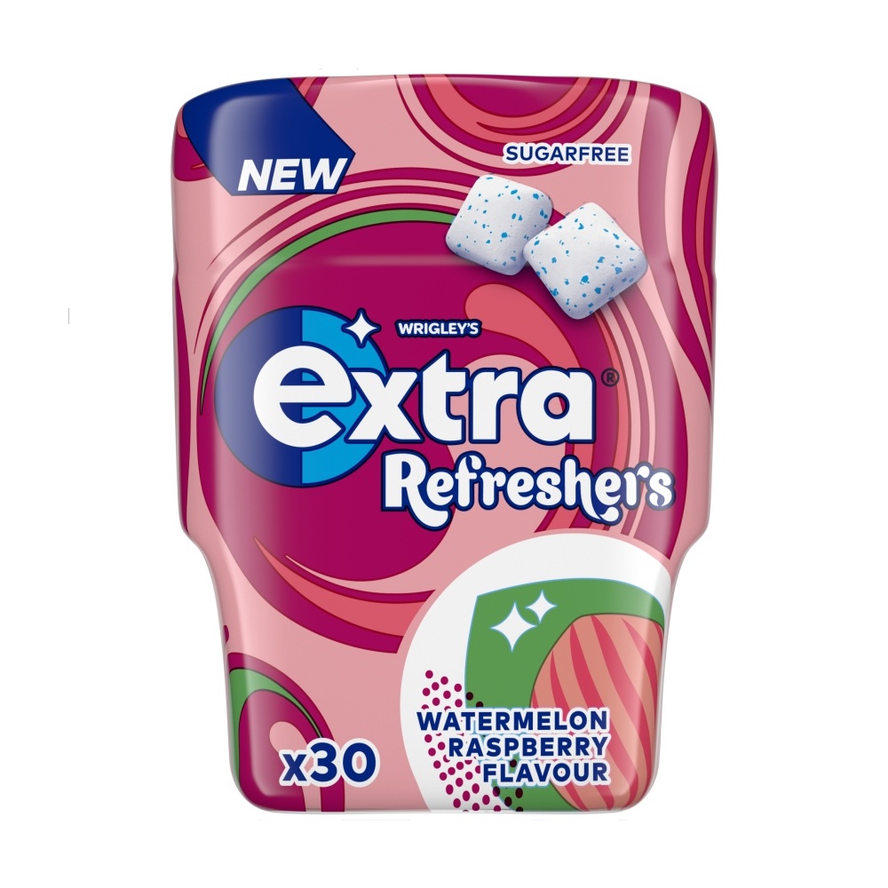317791_wrigley_s_extra_refreshers_rasp_wate_a_.jpg Extra Refreshers Watermelon Raspberry Chewing Gum 30 Pieces Bottle 19g - Image 1