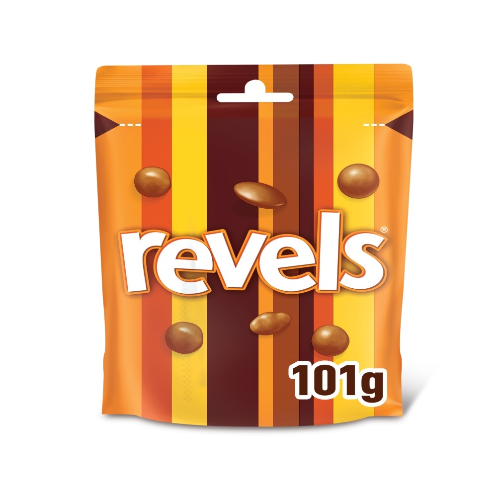 317999_revels_pouch_a_.jpg Revels Milk Chocolate with Raisins, Coffee & Orange Bites Pouch Bag 101g - Image 1