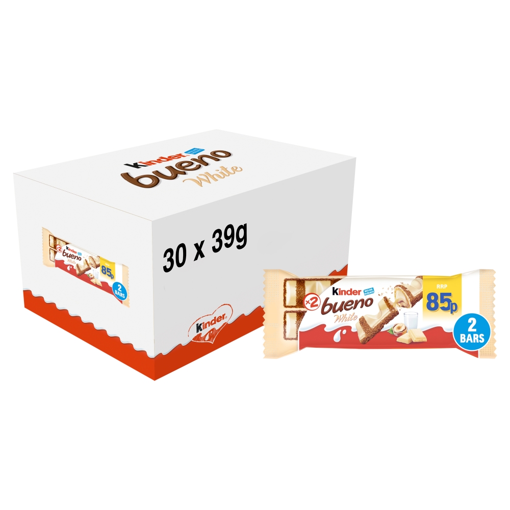 318191_kinder_bueno_white_t30_85p_pmp.jpg Kinder Milk and Hazelnuts Bueno White Bar 39g - Image 1