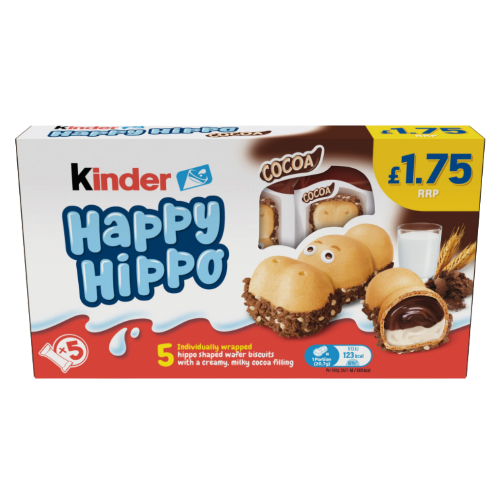 318236_kinder_happy_hippo_cocoa_5pk_1.75.png Kinder Happy Hippo Chocolate Cream Biscuits 5 Pack - Image 1