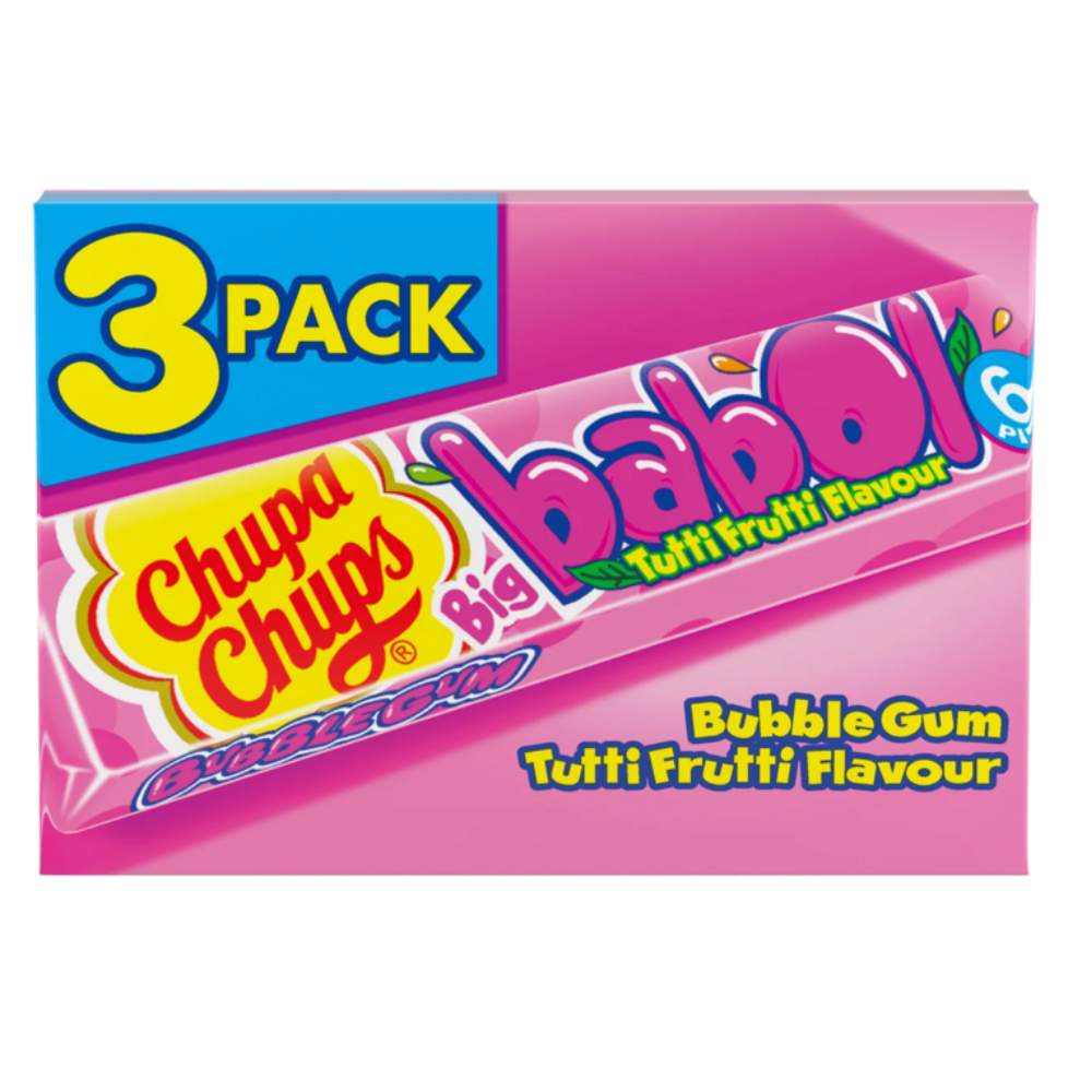 318673_1.png Chupa Chups Big Babol Tutti Frutti Flavour Soft Bubble Gum 3 Pack 82.8g - Image 1