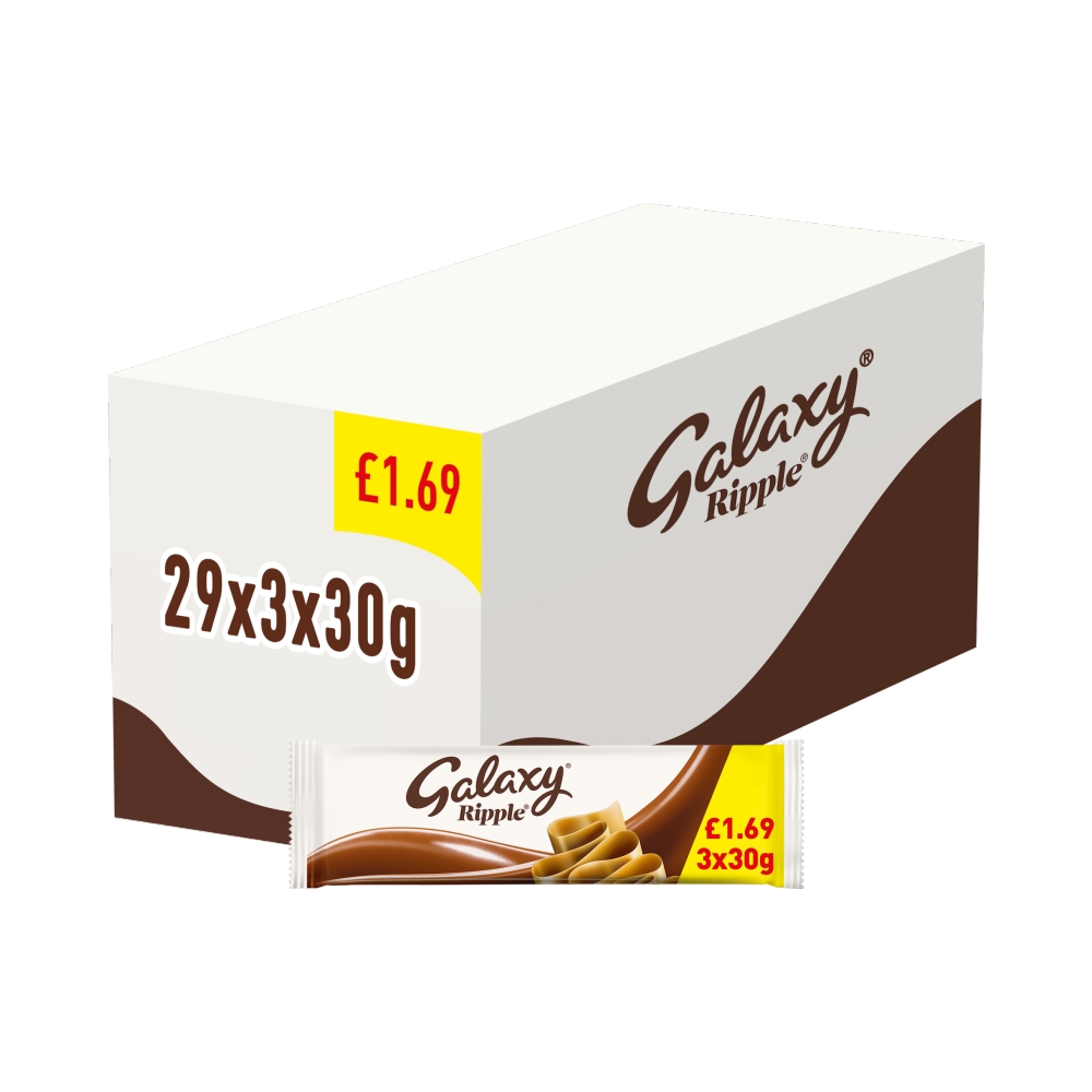 318946_1.jpg Galaxy Ripple Milk Chocolate Snack Bars Multipack 90g - Image 1