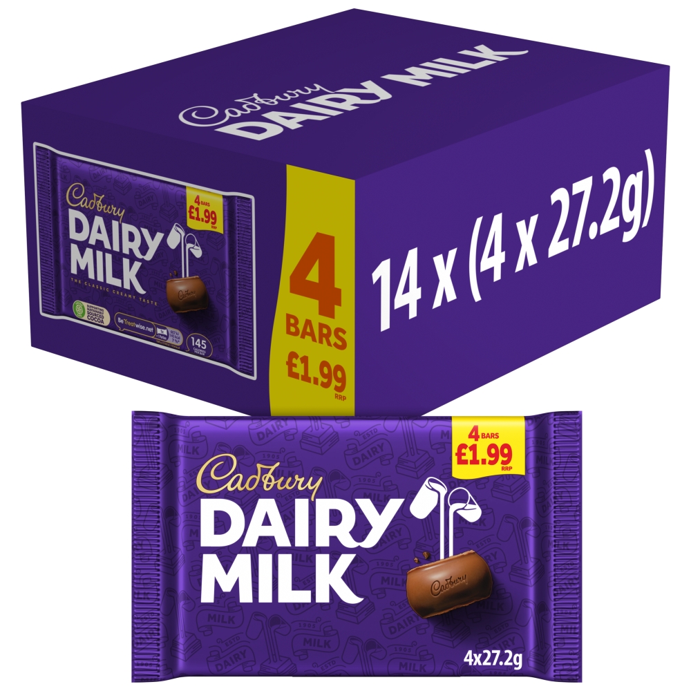 319072_1.jpg Cadbury Dairy Milk Chocolate Bar 4 Pack 108.8g - Image 1