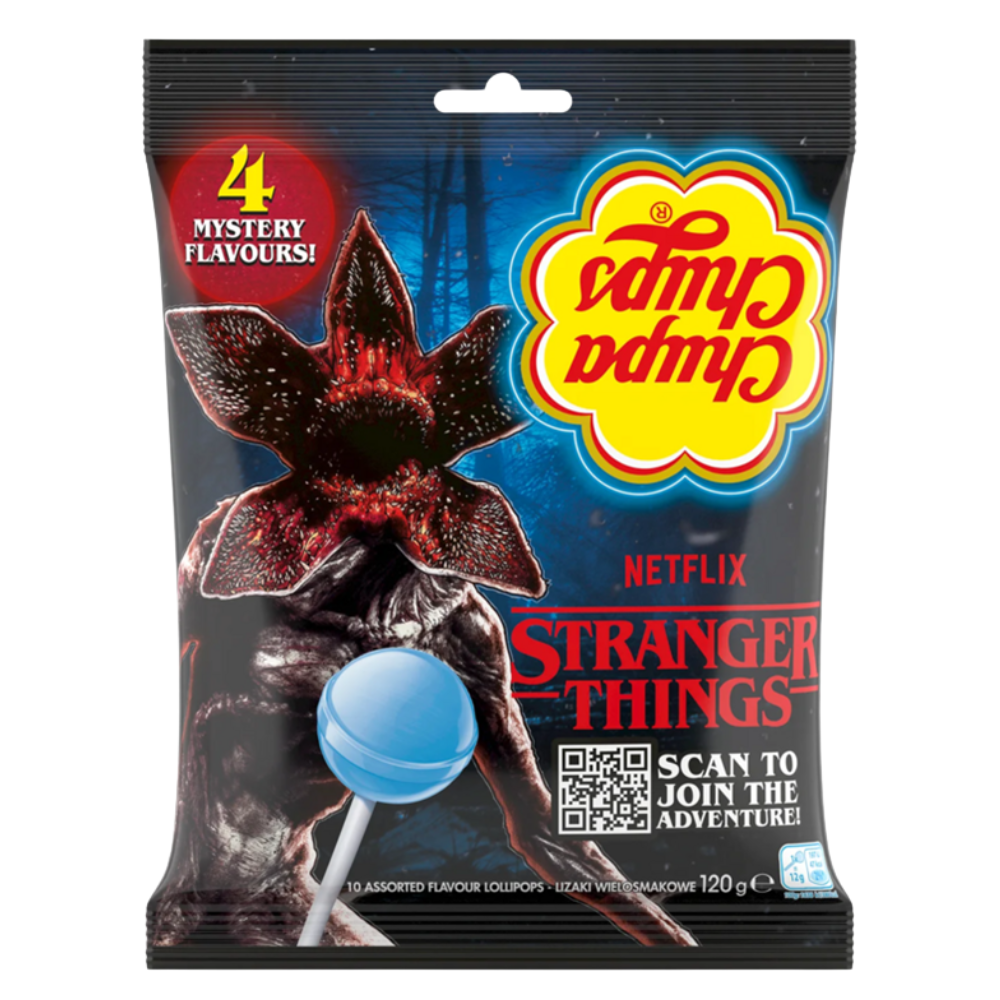 319094_1.png Chupa Chups Stranger Things 4 Flavours Lollipops Bag 120g - Image 1