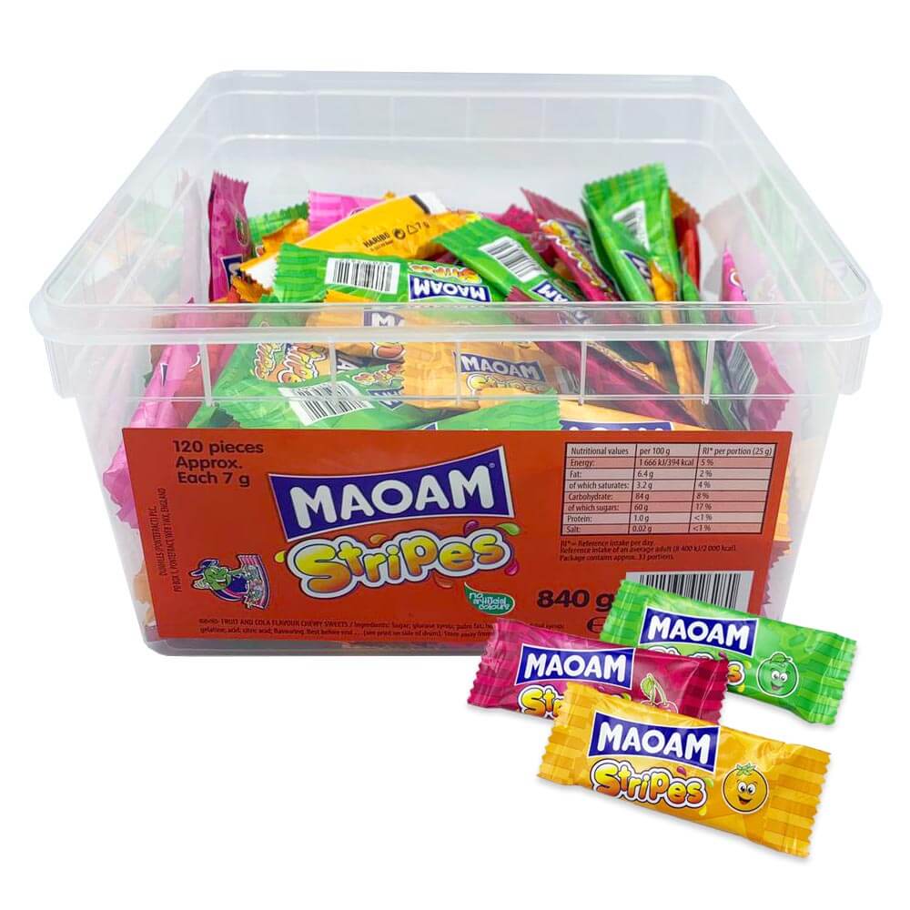 36926_na.jpg Maoam Stripes 5p Tub 840g - Image 1