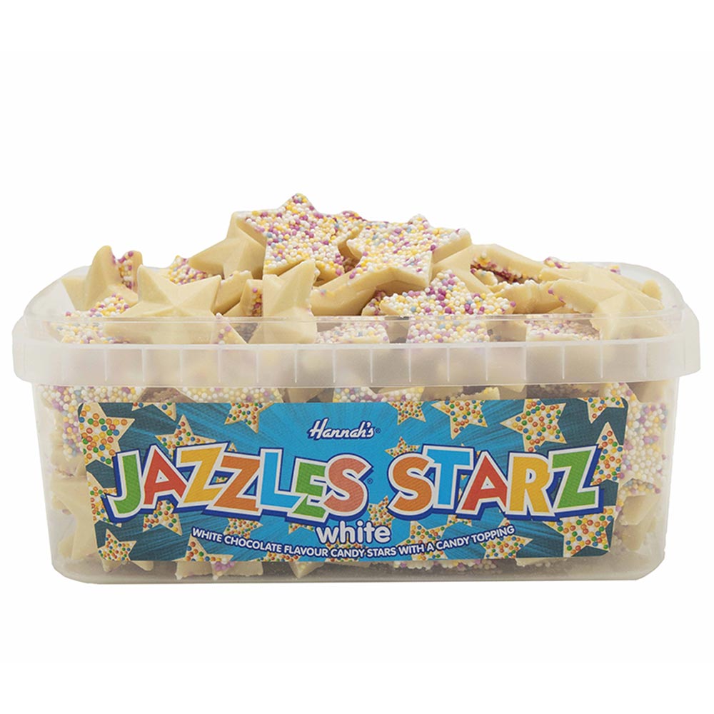 57304_a_23.jpg Hannah's White Chocolate Jazzles Starz Tub 600g - Image 1