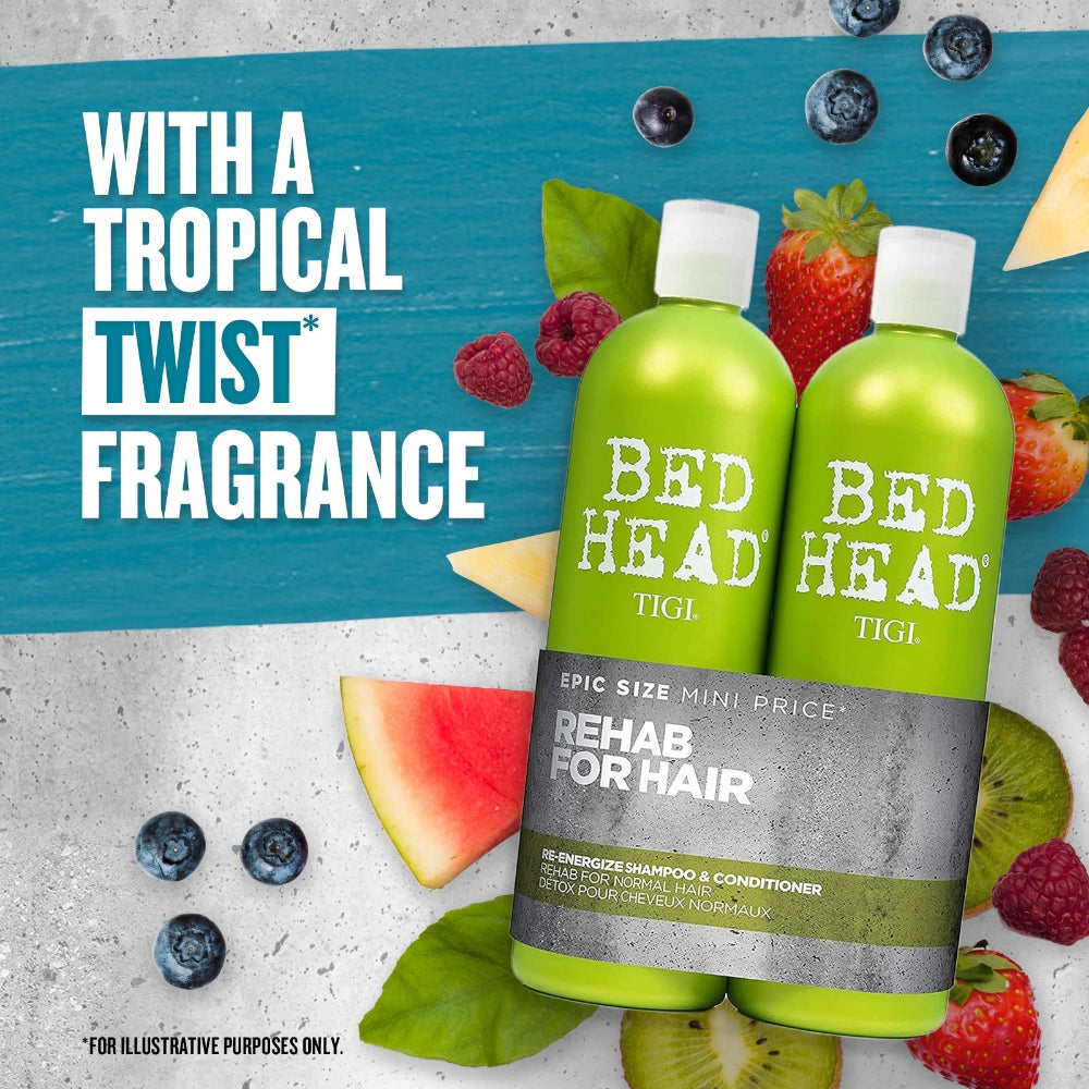 811093_3.jpg TIGI Bed Head Rehab for Hair Re-Energise Shampoo & Conditioner 750ml Twin Pack - Image 1
