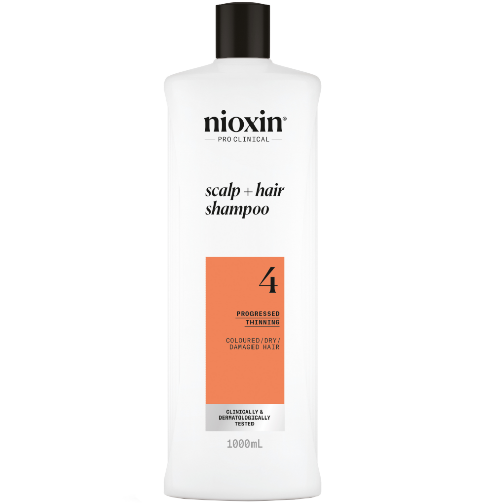 81274162_c6c79428-38f8-435e-b76b-5cc38240229a.png Nioxin System 4 Cleanser Shampoo for Coloured Treated Hair with Progressed Thinning 1000ml - Image 1