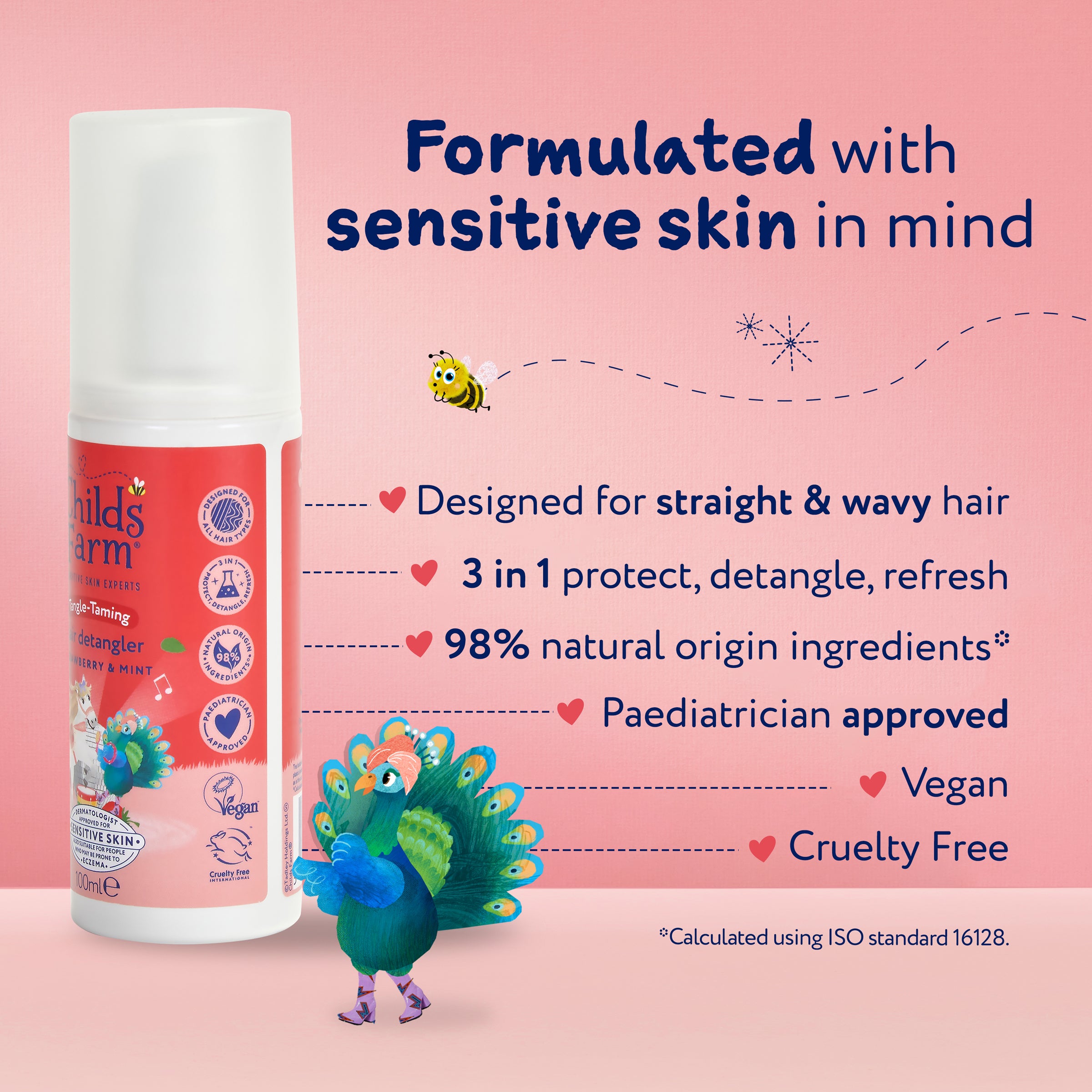 CF0061-7.jpg Childs Farm 3-In-1 Tangle Taming Hair Detangler Strawberry & Mint 100ml - Image 1