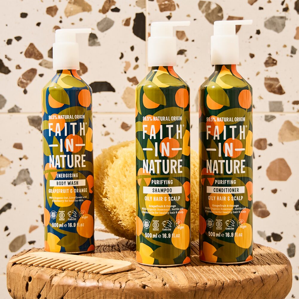 FIN0117_2_bb5a4bae-e8c6-4102-8dd8-f0adbe7be6e8.jpg Faith In Nature Grapefruit & Orange Shampoo & Conditioner Aluminium Bottle Twin 2 x 500ml - Image 1
