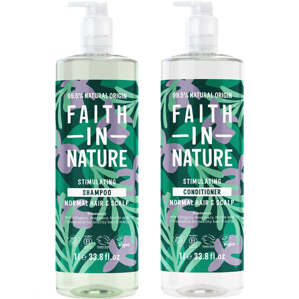 FINROSESHCSM.jpg Faith In Nature Rosemary Shampoo & Conditioner Twin 2 x 1000ml - Image 1