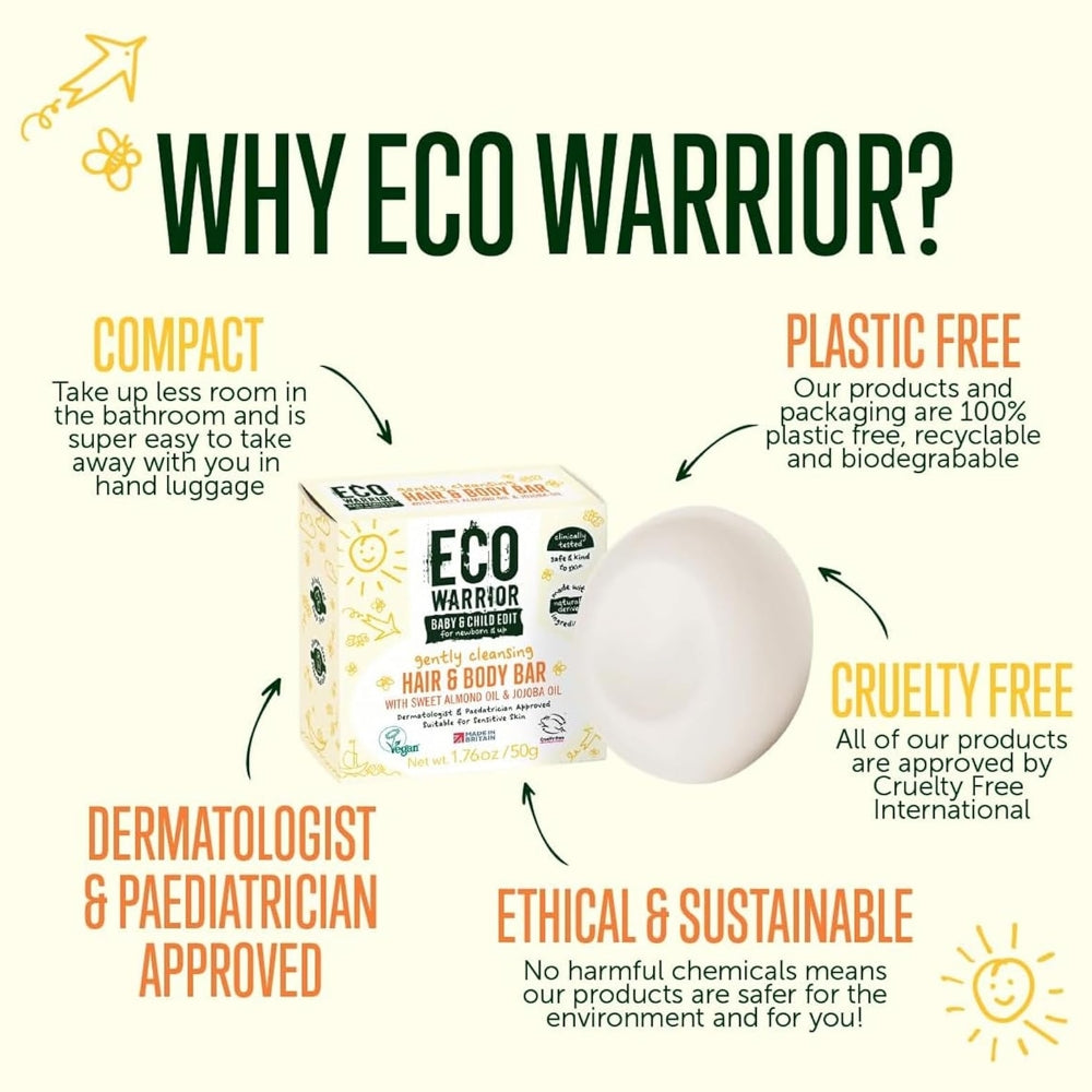 LSCO0021-3.jpg Eco Warrior Baby & Child Gently Cleansing Hair & Body Bar 50g - Image 1