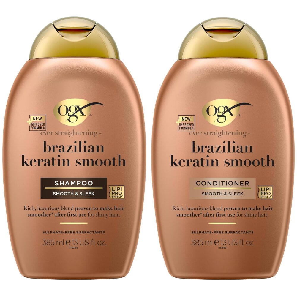 OGXBRAZIL.jpg OGX Ever Straightening+ Brazilian Keratin Therapy Shampoo & Conditioner Twin 2 x 385ml - Image 1
