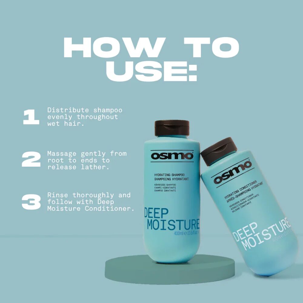 OSMODEMOWSM-2.jpg Osmo Deep Moisture Hydrating Shampoo & Conditioner Twin Pack (2 x 400ml) - Image 1