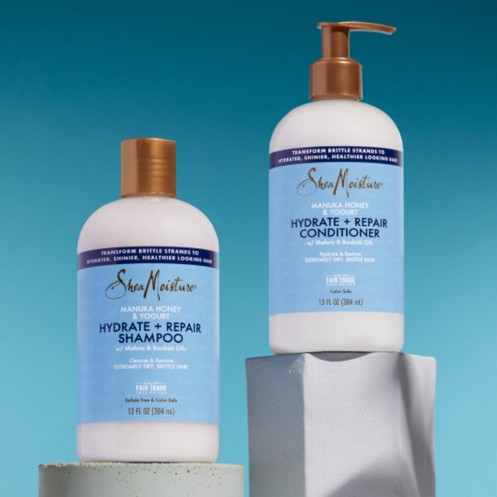 SHYOGURTTWIN.jpg Shea Moisture Manuka Honey & Yogurt Hydrate + Repair Shampoo & Conditioner Twin 2 x 384ml - Image 1