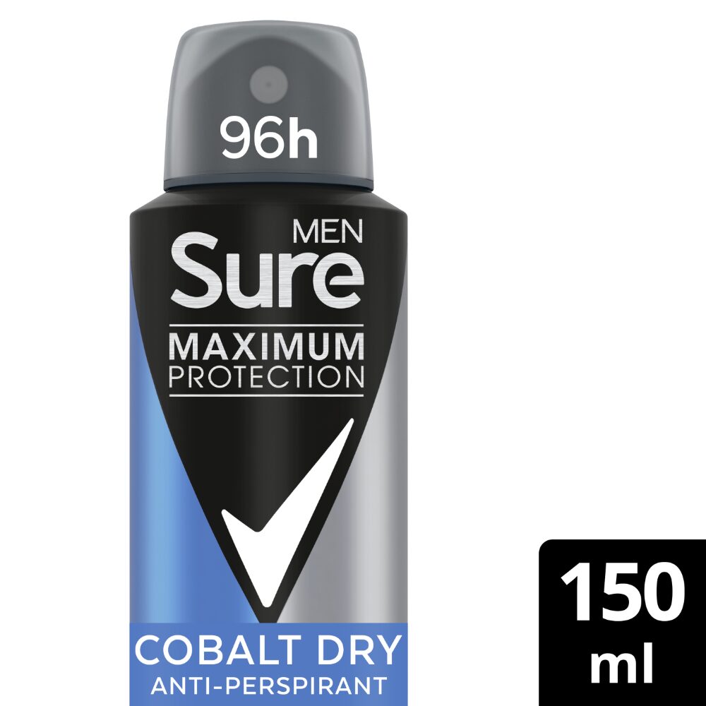 SURE0051-1.jpg Sure Men Maximum Protection 96h Cobalt Dry Anti-Perspirant Deodorant Spray 150ml - Image 1