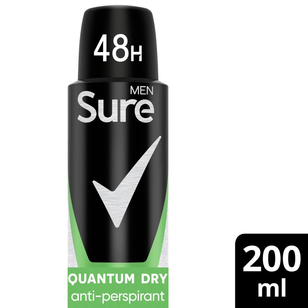 SURE0057-1.png Sure Men Essential Protection 48h Quantum Dry Anti-Perspirant Deodorant Spray 200ml - Image 1