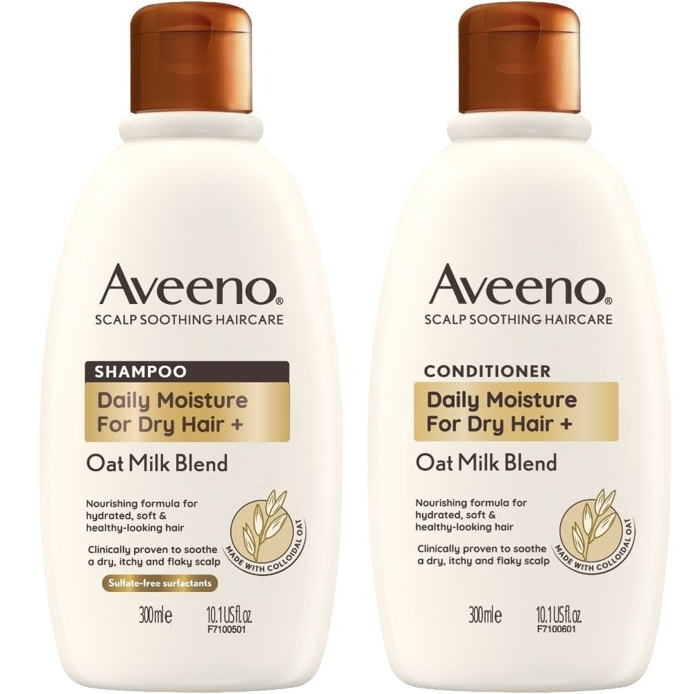 aveeno-daily-moisture-oat-milk-blend-shampoo-conditioner-for-dry-damaged-hair-twin-2-x-300ml-p32103-89651_image.jpg Aveeno Daily Moisture+ Oat Milk Blend Shampoo & Conditioner Twin 2 x 300ml - Image 1