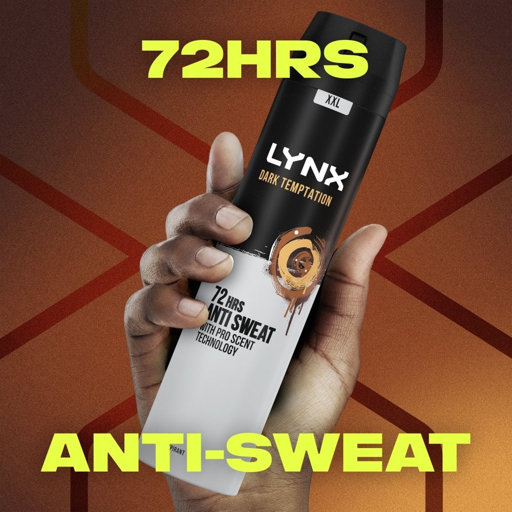 lynx-xxl-72h-dark-temptation-hot-chocolate-amber-red-peppercorn-p34837-103682_image.jpg Lynx XXL Dark Temptation 72h Dark Chocolate Anti-Perspirant Deodorant Spray 250ml - Image 1