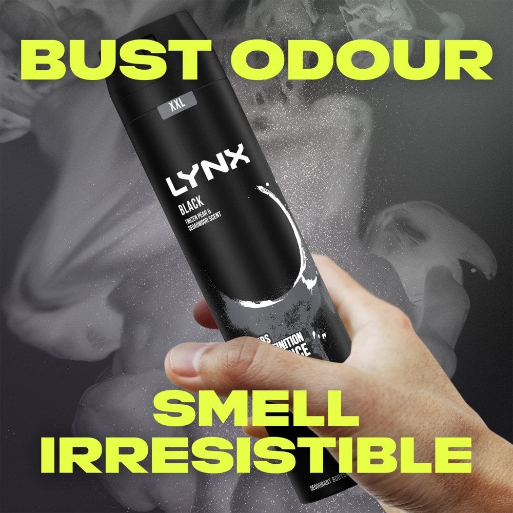 lynx-xxl-black-frozen-pear-cedarwood-deodorant-body-spray-250ml-p34839-103697_image.jpg Lynx XXL Black 48h Frozen Pear & Cedarwood Deodorant Body Spray 250ml - Image 1