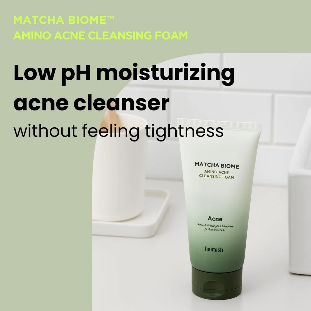 matcha-biome-amino-acne-balancing-ph-5-5-cleansing-foam-150ml-p36836-114261_image.jpg Heimish Matcha Biome Amino Acne Balancing pH 5.5 Cleansing Foam 150ml - Image 1