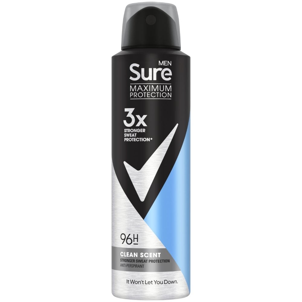 men-maximum-protection-96h-clean-scent-anti-perspirant-deodorant-spray-150ml-p38626-123231_image.jpg Sure Men Maximum Protection 96h Clean Scent Anti-Perspirant Deodorant Spray 150ml - Image 1