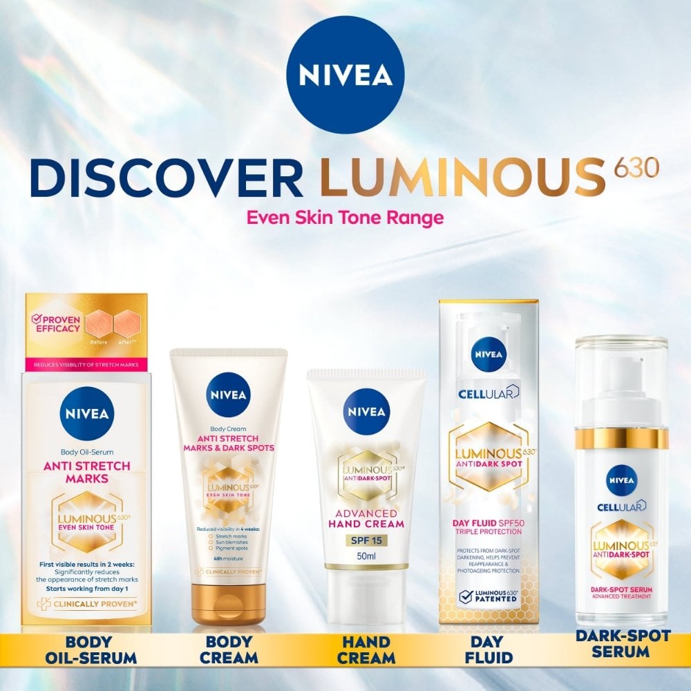 nivea-luminous-630-anti-stretch-marks-dark-spots-body-cream-200ml-p36200-111411_image.jpg Nivea Luminous 630 Anti-Stretch Marks & Dark Spots Body Cream 200ml - Image 1