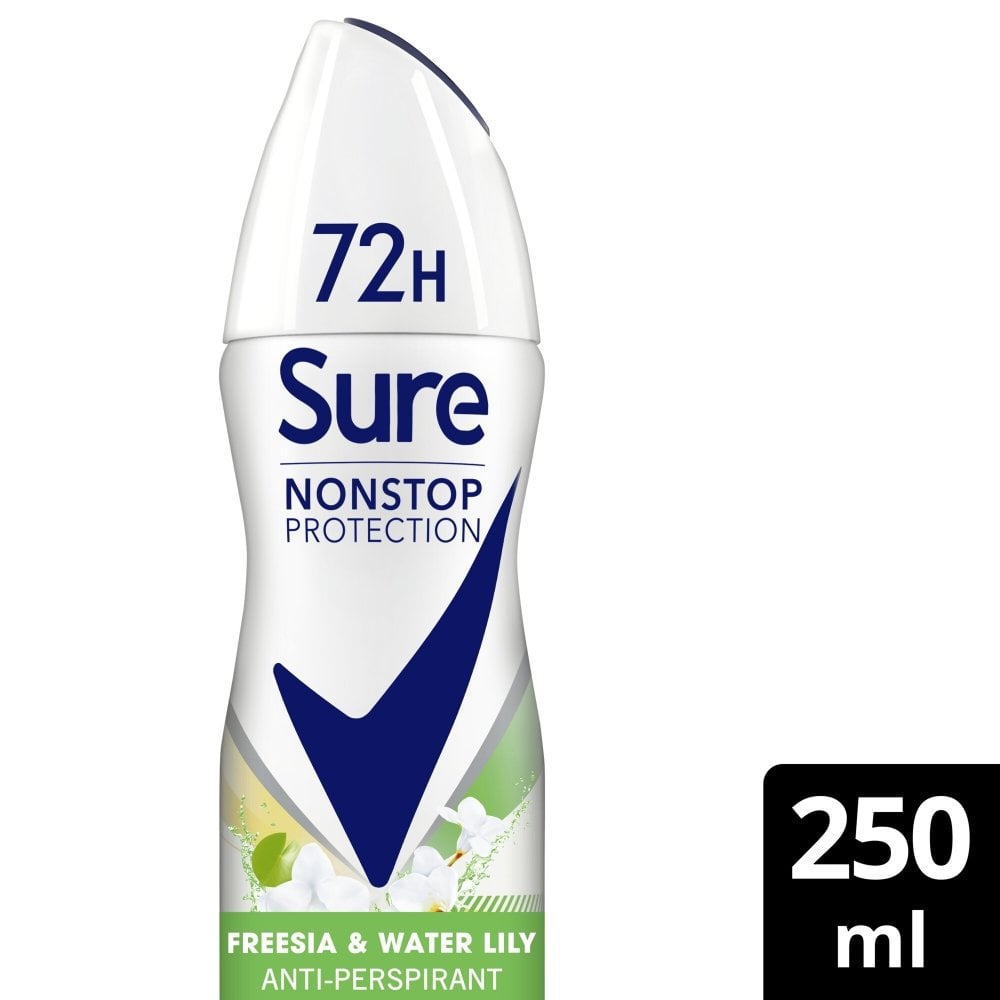 nonstop-protection-72h-freesia-water-lily-anti-perspirant-deodorant-spray-250ml-p38615-123452_image.jpg Sure Nonstop Protection 72h Freesia & Water Lily Anti-Perspirant Deodorant Spray 250ml - Image 1