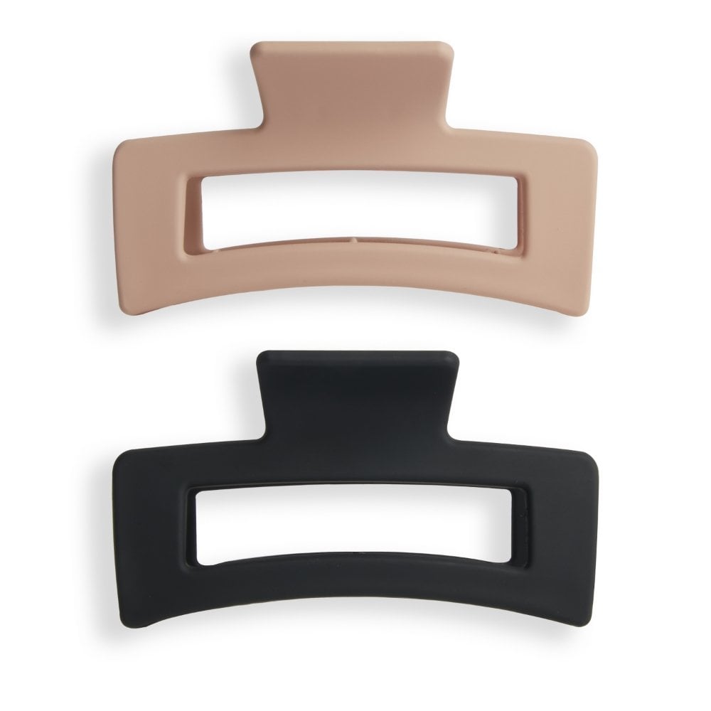 revolution-haircare-rectangle-matte-claw-hair-clips-nude-black-pack-of-2-p29460-75425_image.jpg Revolution Haircare Rectangle Matte Claw Hair Clips Nude/Black Pack of 2 - Image 1