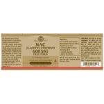 Solgar NAC N-Acetyl Cysteine 600 mg 60 Vegetable Capsules