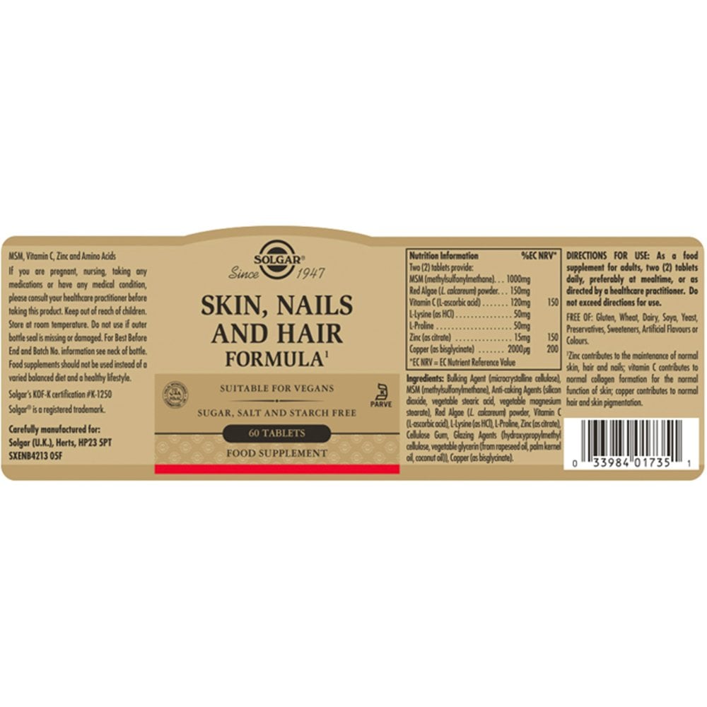 solgar-skin-nails-hair-formula-60-tablets-p16473-30525_image.jpg Solgar Skin, Nails & Hair Formula 60 Tablets - Image 1