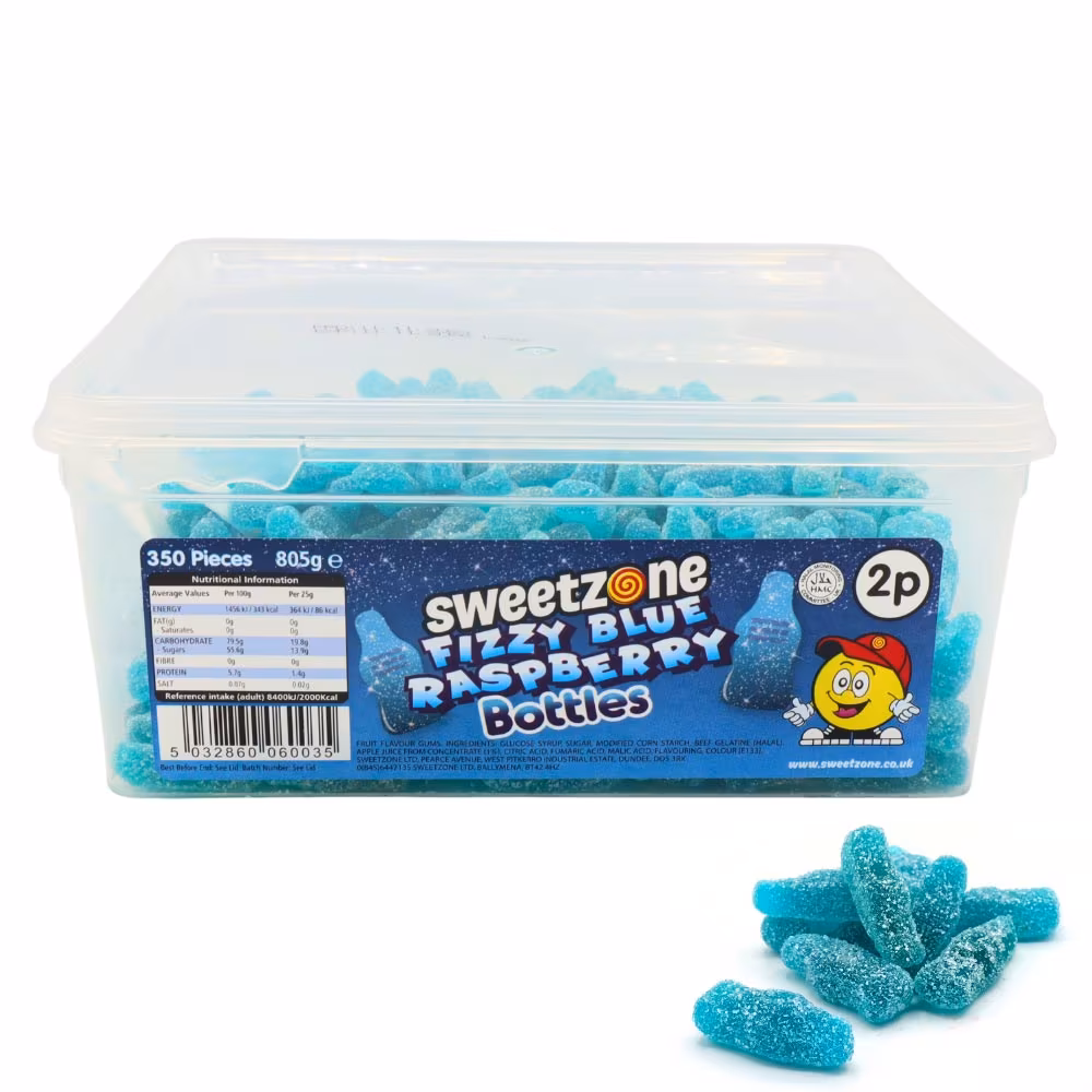 sweetzone fizzy Sweetzone Fizzy Blue Raspberry Bottles 2p Tubs 805g - Image 1
